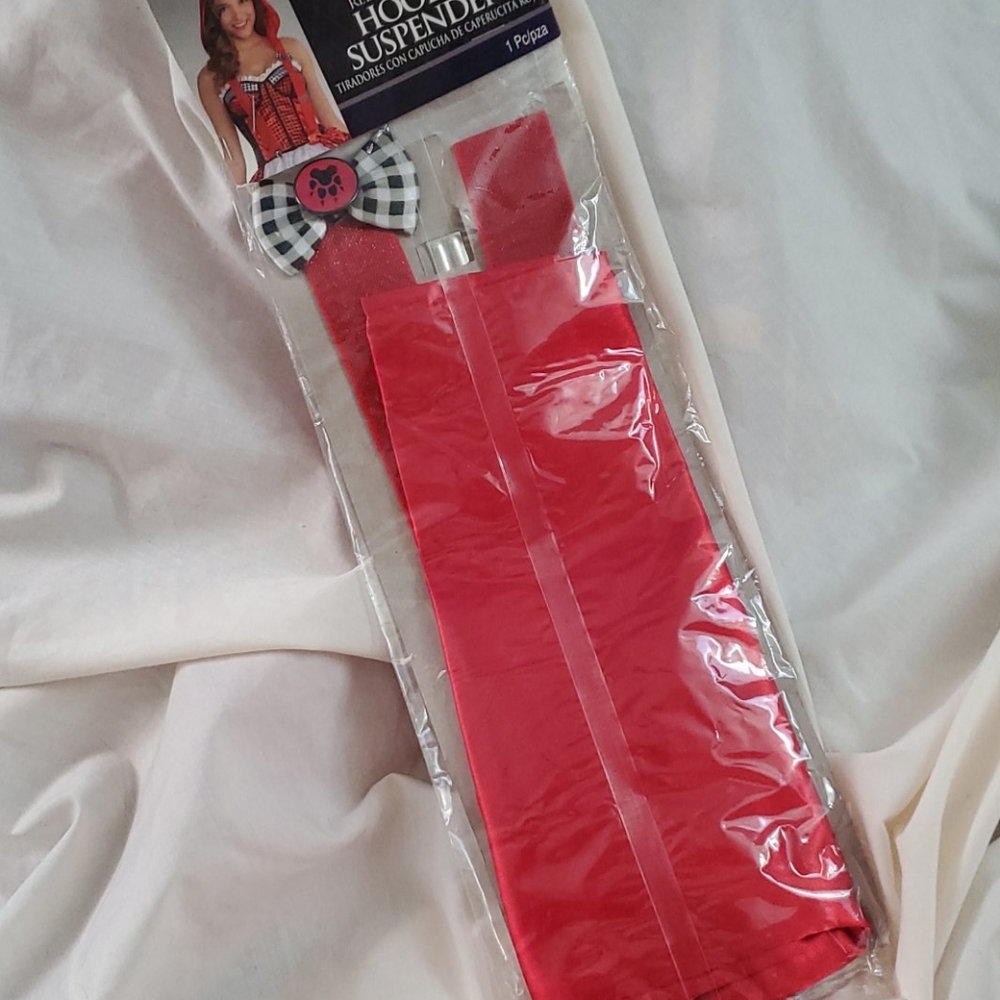 Hooded suspenders accessory set red riding hood - Picture 3 of 6